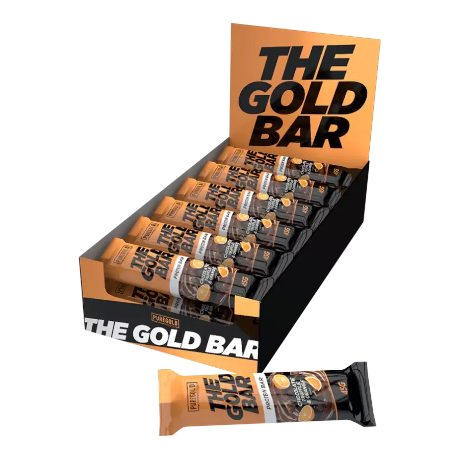 The Gold Bar protein szelet - Csokoládé & Szarvasgomba & Narancs - 18x45g - PureGold